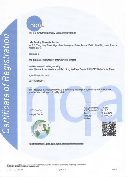 چین Hefei Sensing Electronic Co.,LTD گواهینامه ها